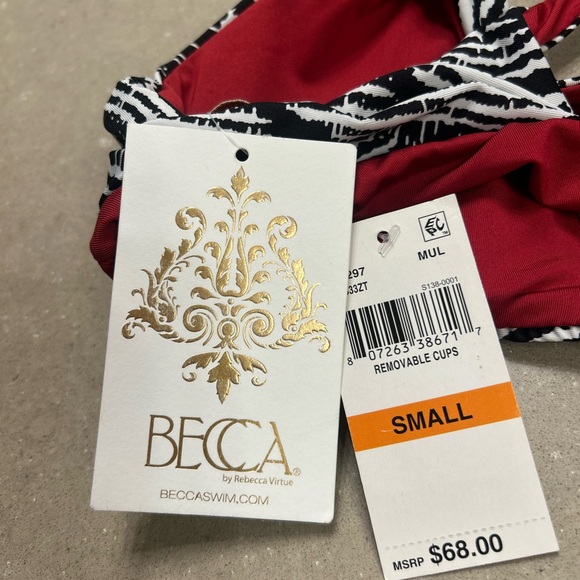 Becca Swim tie-front Bodhi Tree Classic print bikini top with Tassle - Picture 2 of 8